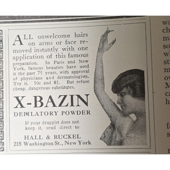 Other - 1916 X Bazin Depilatory Powder Advertisement Print Beauty Ad